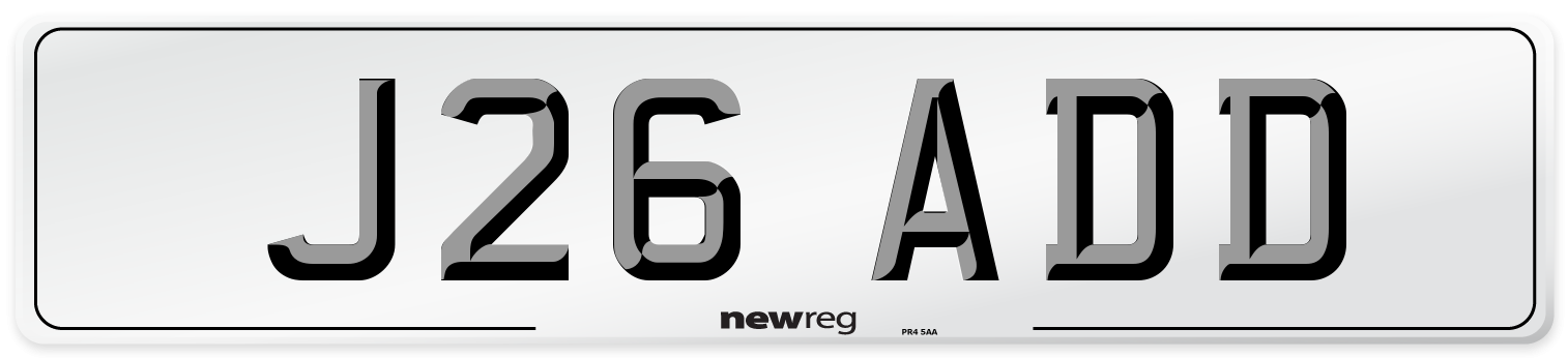 J26 ADD Number Plate from New Reg